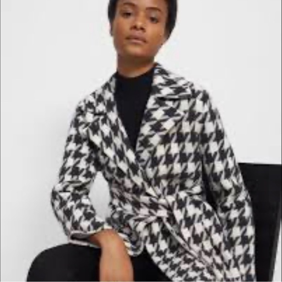 OPEN Front Belted Houndstooth Blazer Jacket - Picture 1 of 6